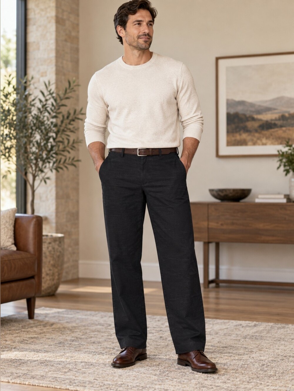 Savane Men’s 36x32 Charcoal Gray Stretch Straight Leg Dress Pants